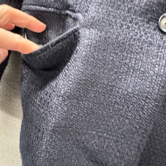 Lucky Brand Blazer Womens 6 Blue Tweed Textured Jacket Lined Coastal 1 Button - Picture 6 of 9